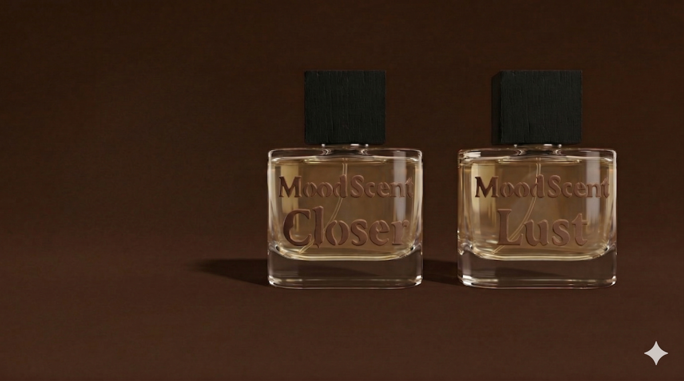 Flacons Closer et Lust MoodScent — Collection Attraction, parfums sensuels et magnétiques